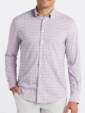 johnnie-O Performance Pink & Blue Plaid Button-Down Shirt